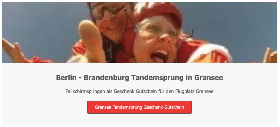 Gransee Berlin Brandenburg Fallschirmspringen Tandemsprung Geschenk Gutschein Flugplatz Sprungplatz